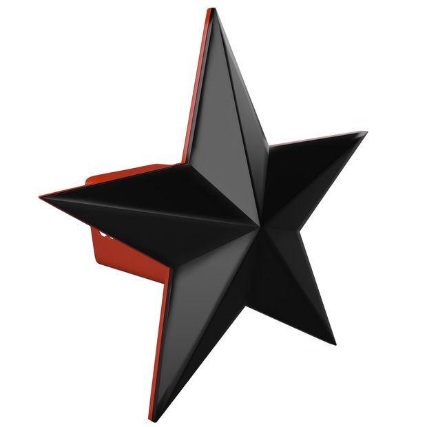 7" Texas 3D Five Point Star Red Metal Hitch Cover (Fits 2" 2.5" 3" Receiver, Black)