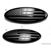 American Black Flag Emblem, 7" and 9" Oval Decal Badge Nameplate for Ford F150 F250 F350 set