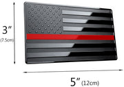 USA Black Metal Flag Emblem with Red Line for Cars, Trucks 5"x 3" 2pcs Forward and Reverse Set