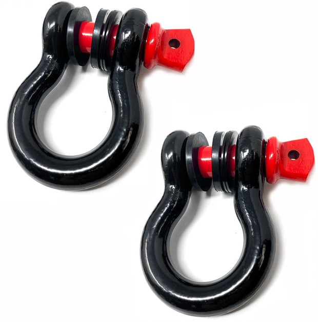 D-Ring Shackles Set 3/4" Powder Coat Heavy Duty for Vehicle Recovery Black