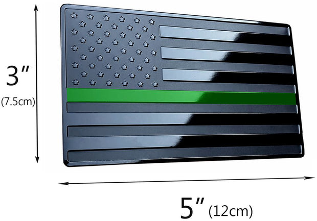 US Black Flag Fender Emblem with Green Line for Cars, Trucks 5"x3" 1pcs
