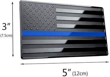 US Black Flag Emblem with Blue Line for Cars, Trucks, Wall 5"x3" 1pcs