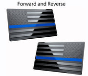 US Black Flag Emblem with Blue Line for Cars, Trucks, Wall 5"x3" 2pcs Forward and Reverse Set