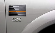 USA American Black Flag Metal Auto Emblem for Cars Trucks 2pcs Forward and Reverse Set (5"x3", Orange)