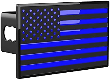 US American Black Blue Flag Metal Hitch Cover