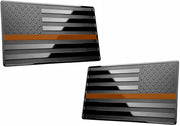 USA American Black Flag Metal Auto Emblem for Cars Trucks 2pcs Forward and Reverse Set (5"x3", Orange)