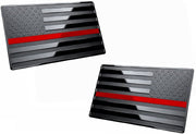 USA Black Metal Flag Emblem with Red line for Cars, Trucks (3.12" x 2", Black with Red line, 2pcs Left & Right)