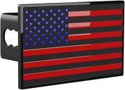 US American Black Red Flag Metal Hitch Cover
