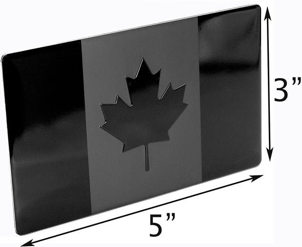 Canada Flag Black Metal Auto Emblem for Cars Trucks (5"x3", Black 2-Pack)