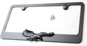 LFPartS Flying Eagle 3D Black Emblem Metal License Plate Frame Black