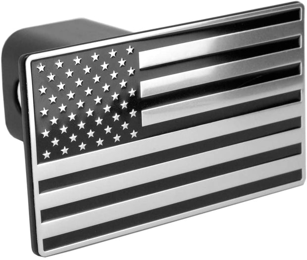 EverHITCH US American Black & Chrome Flag Metal Hitch Cover