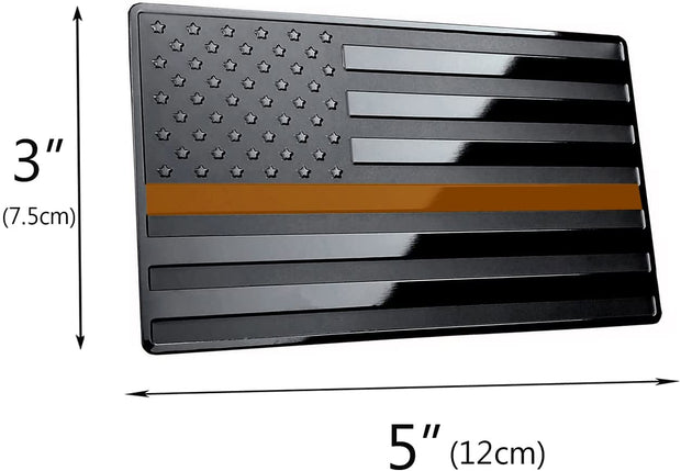 USA Black Metal Flag Emblem for Cars, Trucks 5"x 3" 1pcs (Orange Line)
