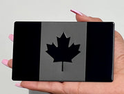 Canada Flag Black Metal Auto Emblem for Cars Trucks (5"x3", Black 1-Pack)