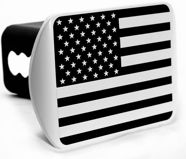 American Flag Black & White Metal Hitch Cover (Fits 2" or 2.5" Receivers)