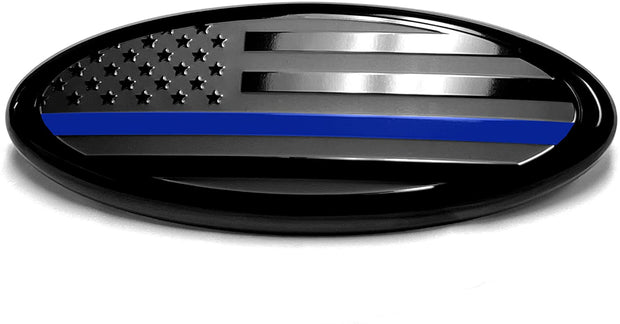7" or 9'' American Black with Blue Line Flag Emblem, Oval Decal for Ford F150 F250 F350