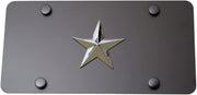Texas Lone Star 3D Chrome Emblem on Black Stainless Steel License Plate