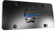 Black Paw Dog K9 Flag Emblem Stainless Steel License Plate