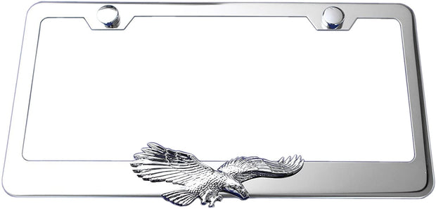 Flying Eagle 3D Chrome Emblem Polished Stainless Steel License Plate Frame