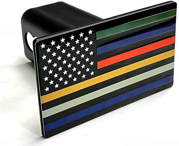 American Flag First Responders Metal Hitch Cover (Fits 1.25", 2", and 2.5" and 3" Receivers)