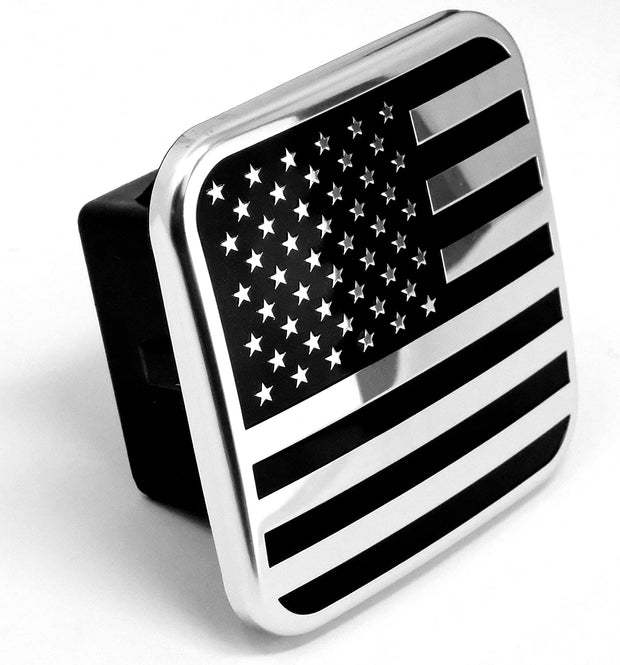 American Metal Flag Hitch Cover (Chrome Black) for 1.25", 2" and 2.5" Hitch Receivers