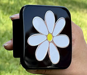 White Chamomile Flower Trailer Hitch Cover Plug Insert (Fits 1.25" or 2" Receivers)