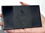 Canada Flag Black Metal Auto Emblem for Cars Trucks (5"x3", Black 1-Pack)