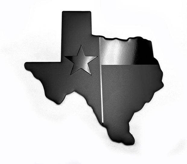 Texas State Flag Metal Flag Auto Fender Emblem (4"x3", Black)