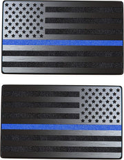 5"x3" Magnet American Flag Auto Decal for Cars Trucks, 2pcs Forward and Reverse Set (Black with Blue Line)