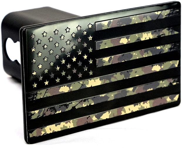 American Metal Flag Hitch Cover (Fits 1.25", 2", 2.5" and 3" Receiver, Military Camouflage)