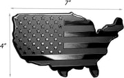 USA Black Metal Map Flag Emblem for Cars, Trucks 7"x4"