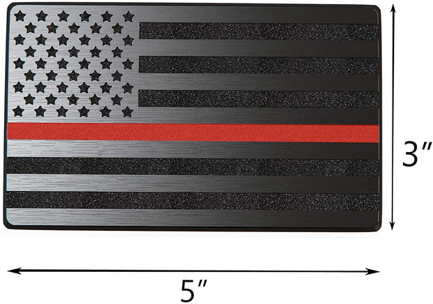 USA 3D Metal Flag Auto Emblem for Cars Trucks 2pcs Forward and Reverse Set (5"x3", Black & Red Line)