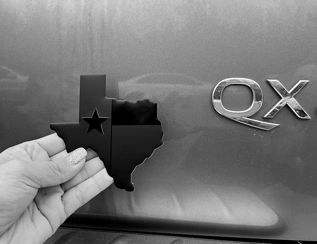 Texas State Flag Metal Flag Auto Fender Emblem (4"x3", Black)