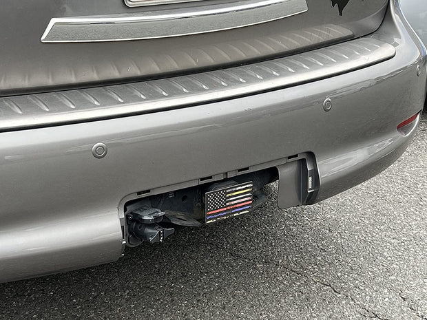 American Flag First Responders Metal Hitch Cover with Thin Lines (Fits 1.25", 2", and 2.5" and 3" Receivers)