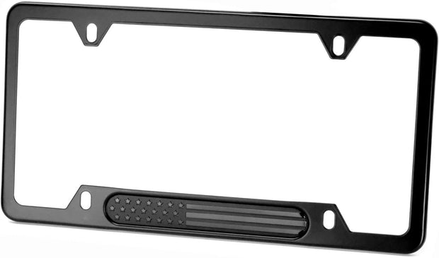 MULL Black Stainless Steel License Plate Frame (Black Flag)