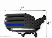 USA Metal Black Map Flag Forward and Reverse Fender Emblems for Cars Trucks (7"x4", Black)