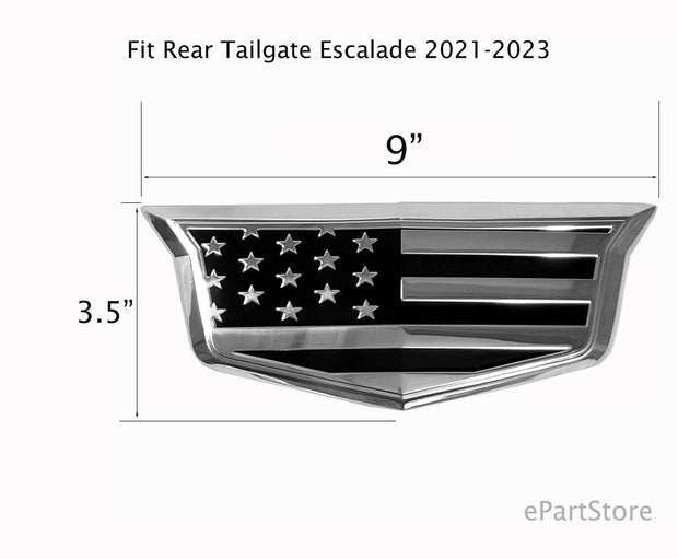 American Flag Aluminum Overlay Tailgate Emblem for Escalade 2021 2022