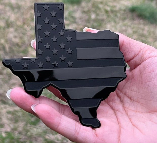 Texas State Black Flag Metal Auto Fender Emblem for Cars Trucks (3"x4", Black)