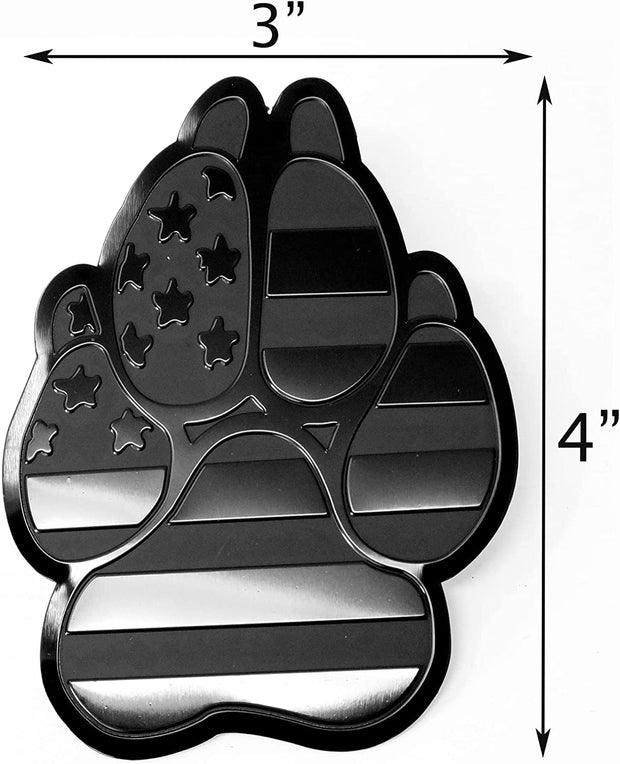 American Metal Flag Dog Paw K9 Unit Auto Fender Emblem for Cars Trucks (3"x4", Black)