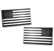 USA Black/Chrome Aluminum Flag Emblem for Cars, Trucks Laptop 5"x 3" 2pcs Forward and Reverse Set